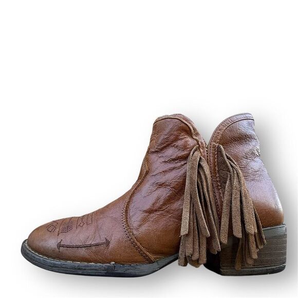 Sterling River Women's Brown Leather Fringe Ankle Cowboy Boots Size 6 - Picture 3 of 13